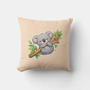Schattige slapende koala op eucalyptus tak Kawaii Kussen