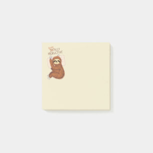 Schattige slapende luiaard met kussen en grappige post-it® notes