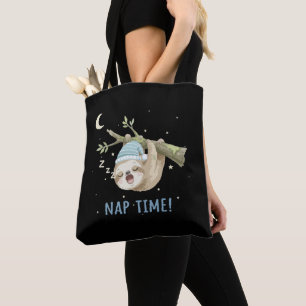 Schattige slapende luiaard "Slaap tijd!" Cartoon Tote Bag