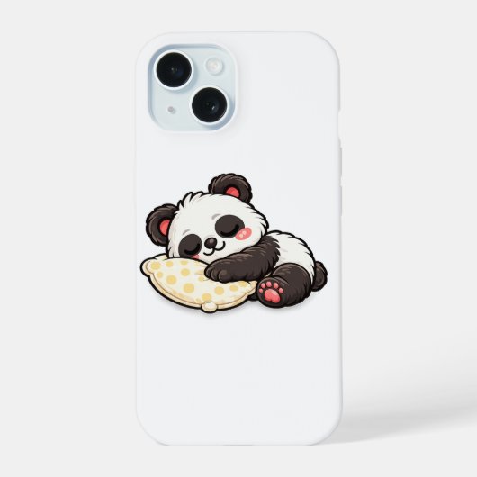 Schattige slapende panda met kussen iPhone 15 case (Achterkant)