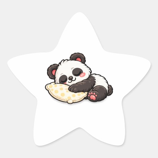 Schattige slapende panda met kussen ster sticker (Voorkant)