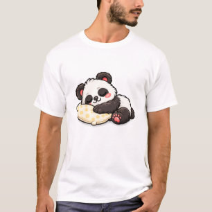 Schattige slapende panda met kussen t-shirt