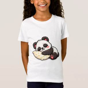 Schattige slapende panda met kussen t-shirt