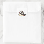 Schattige slapende panda met kussen vierkante sticker (Tas)