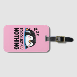 schattige slapende pinguïn, takenlijst niets bagagelabel
