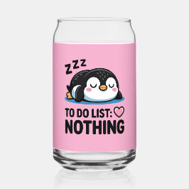 schattige slapende pinguïn, takenlijst niets blikvorm glas