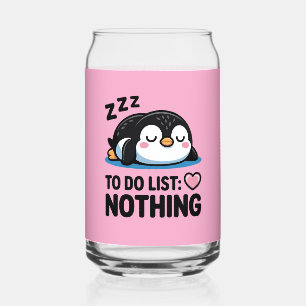 schattige slapende pinguïn, takenlijst niets blikvorm glas