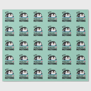 schattige slapende pinguïn, takenlijst niets cadeaupapier