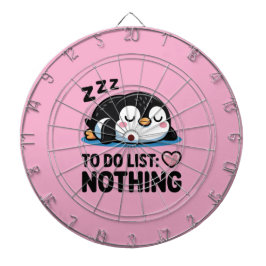 schattige slapende pinguïn, takenlijst niets dartbord