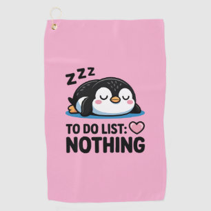 schattige slapende pinguïn, takenlijst niets golfhanddoek