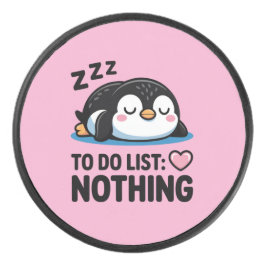 schattige slapende pinguïn, takenlijst niets hockey puck