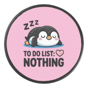 schattige slapende pinguïn, takenlijst niets hockey puck