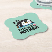schattige slapende pinguïn, takenlijst niets kartonnen onderzetters (Gekanteld)