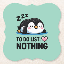 schattige slapende pinguïn, takenlijst niets kartonnen onderzetters