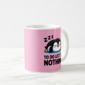 schattige slapende pinguïn, takenlijst niets koffiemok (Voorkant rechts)