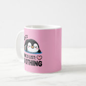 schattige slapende pinguïn, takenlijst niets koffiemok (Voorkant links)
