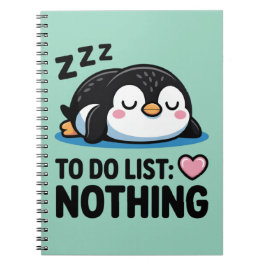 schattige slapende pinguïn, takenlijst niets notitieboek
