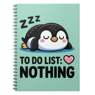 schattige slapende pinguïn, takenlijst niets notitieboek