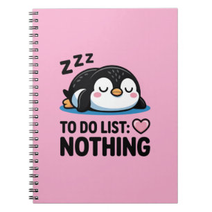 schattige slapende pinguïn, takenlijst niets notitieboek