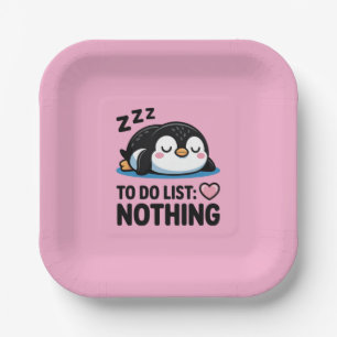 schattige slapende pinguïn, takenlijst niets papieren bordje