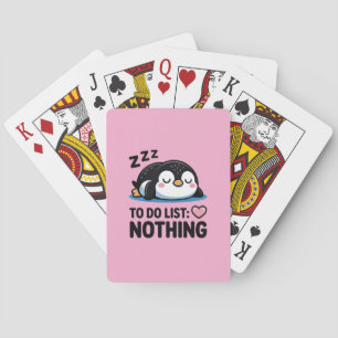 schattige slapende pinguïn, takenlijst niets pokerkaarten