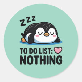 schattige slapende pinguïn, takenlijst niets ronde sticker
