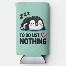schattige slapende pinguïn, takenlijst niets seltzer blikjeskoeler