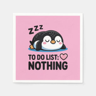 schattige slapende pinguïn, takenlijst niets servet