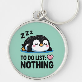 schattige slapende pinguïn, takenlijst niets sleutelhanger