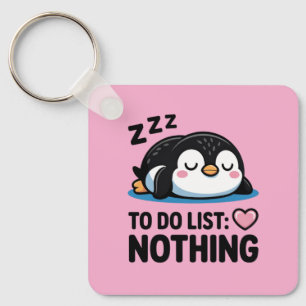 schattige slapende pinguïn, takenlijst niets sleutelhanger