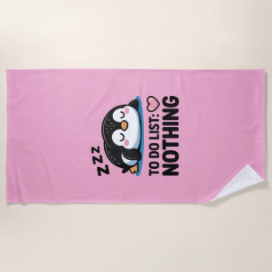 schattige slapende pinguïn, takenlijst niets strandlaken