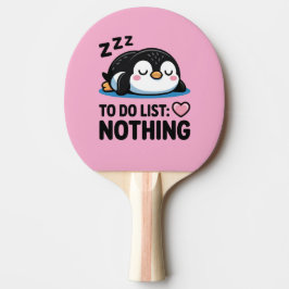 schattige slapende pinguïn, takenlijst niets tafeltennisbatje