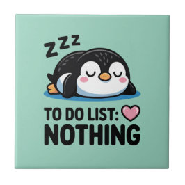 schattige slapende pinguïn, takenlijst niets tegeltje