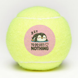 schattige slapende pinguïn, takenlijst niets tennisballen
