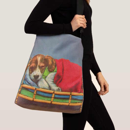 schattige slapende puppy crossbody tas (Dichtbij)