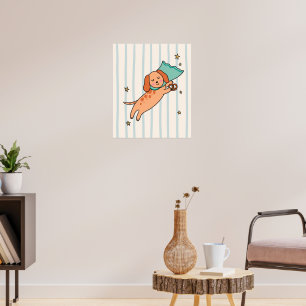 Schattige Slapende Puppy met Pretzel Kinder Slaapk Poster