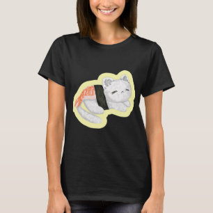 schattige slapende sushi rijst kat gewikkeld met n t-shirt