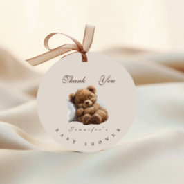 Schattige slapende teddybeer bedankt bedankjes labels