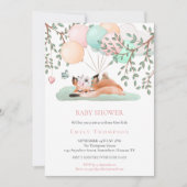 Schattige slapende vossballon roze Baby shower Kaart (Voorkant)