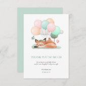 Schattige slapende vossballonnen motief Blauwgroen Bedankkaart (Voorkant / Achterkant)