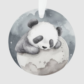 Schattige slapende waterverf baby panda ornament
