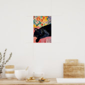 Schattige slapende zwarte kat poster (Keuken)