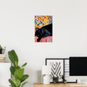 Schattige slapende zwarte kat poster (Thuiskantoor)