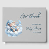 Schattige slaperig beer baby boy douche gastenboek (Voorkant)