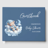 Schattige slaperig beer baby boy douche gastenboek (Voorkant)