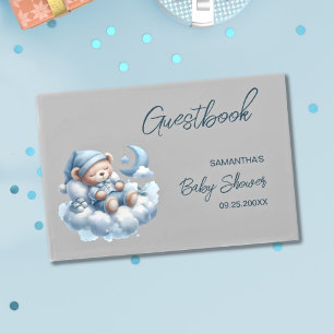 Schattige slaperig beer baby boy douche gastenboek