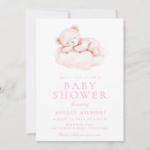 Schattige slaperig Beer roze Baby shower Kaart (Voorkant)