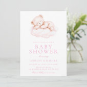 Schattige slaperig Beer roze Baby shower Kaart (Staand voorkant)
