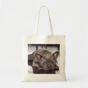 Schattige slaperige Franse Bulldog met droevige og Tote Bag