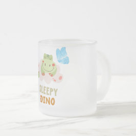 schattige slaperige groene dino matglas koffiemok
